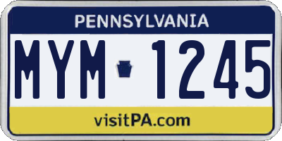 PA license plate MYM1245
