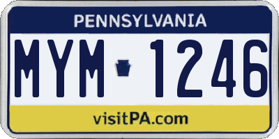 PA license plate MYM1246