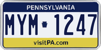 PA license plate MYM1247