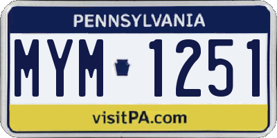 PA license plate MYM1251