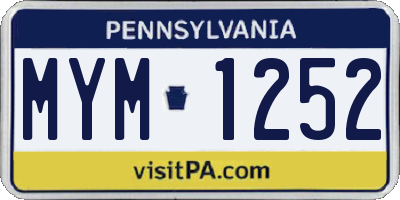 PA license plate MYM1252