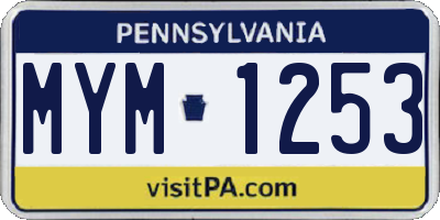PA license plate MYM1253