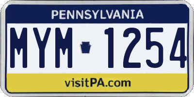 PA license plate MYM1254