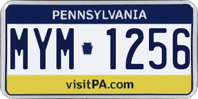 PA license plate MYM1256