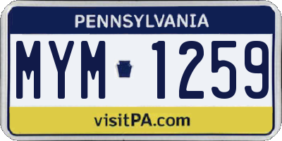 PA license plate MYM1259
