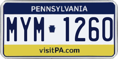 PA license plate MYM1260