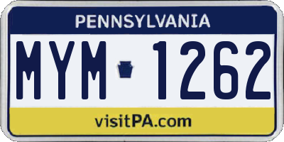 PA license plate MYM1262