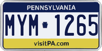 PA license plate MYM1265