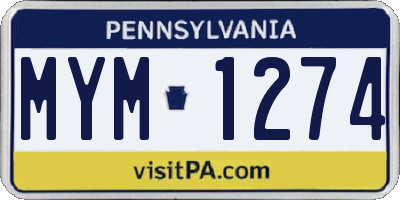 PA license plate MYM1274