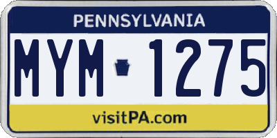 PA license plate MYM1275
