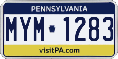 PA license plate MYM1283