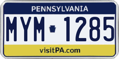 PA license plate MYM1285
