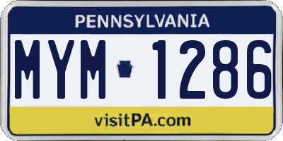PA license plate MYM1286