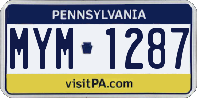 PA license plate MYM1287