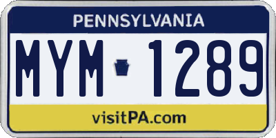 PA license plate MYM1289