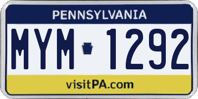 PA license plate MYM1292