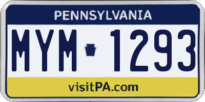 PA license plate MYM1293