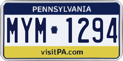 PA license plate MYM1294