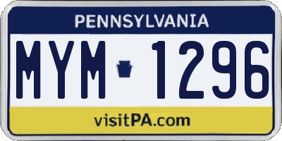 PA license plate MYM1296