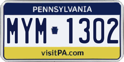 PA license plate MYM1302