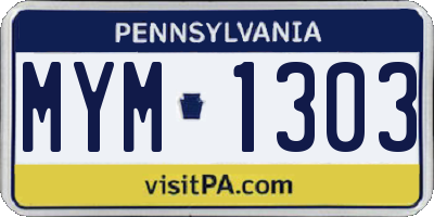 PA license plate MYM1303
