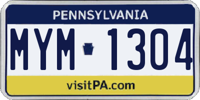PA license plate MYM1304