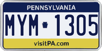 PA license plate MYM1305