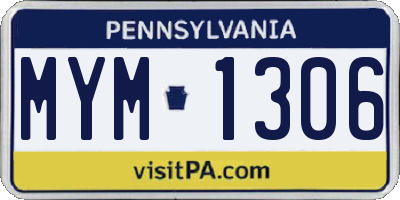 PA license plate MYM1306