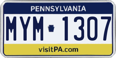 PA license plate MYM1307