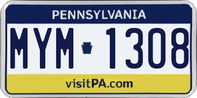 PA license plate MYM1308