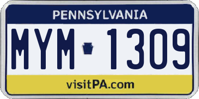 PA license plate MYM1309