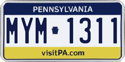 PA license plate MYM1311