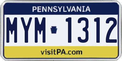 PA license plate MYM1312
