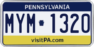 PA license plate MYM1320