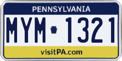 PA license plate MYM1321