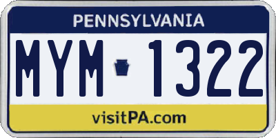 PA license plate MYM1322