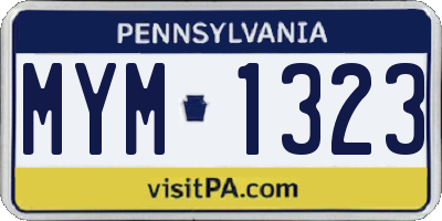 PA license plate MYM1323