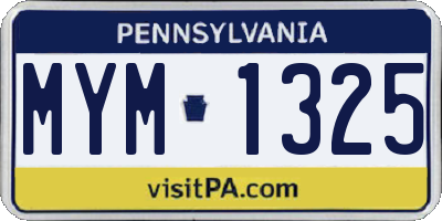 PA license plate MYM1325