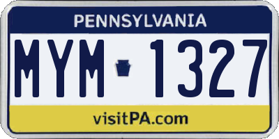 PA license plate MYM1327