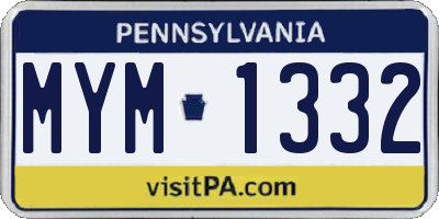 PA license plate MYM1332