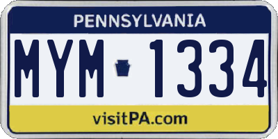 PA license plate MYM1334
