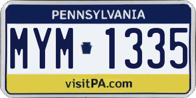PA license plate MYM1335