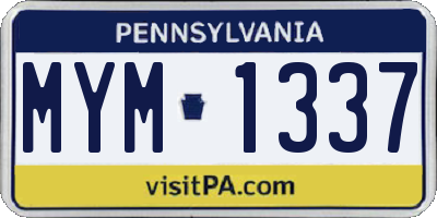 PA license plate MYM1337
