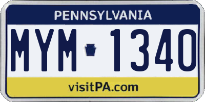 PA license plate MYM1340
