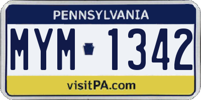 PA license plate MYM1342