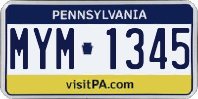 PA license plate MYM1345