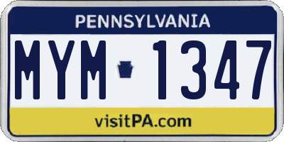PA license plate MYM1347