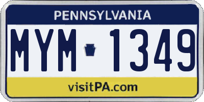 PA license plate MYM1349