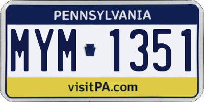 PA license plate MYM1351