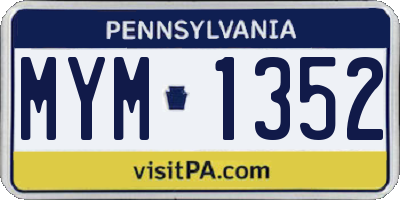 PA license plate MYM1352